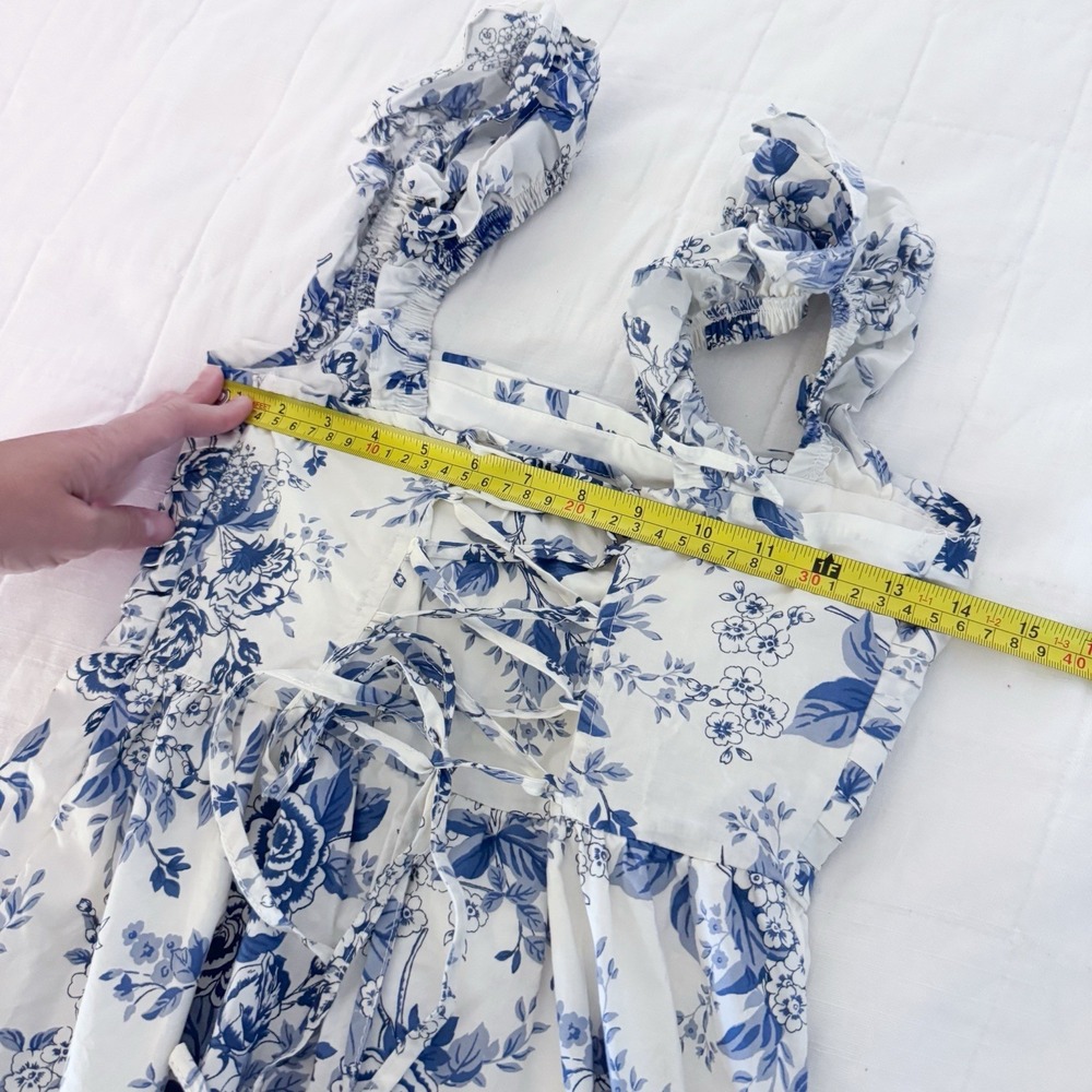 Moon River Women's Dress XS Bloom By Bloom Blue White Floral Maxi Summer $120 - Picture 8 of 10